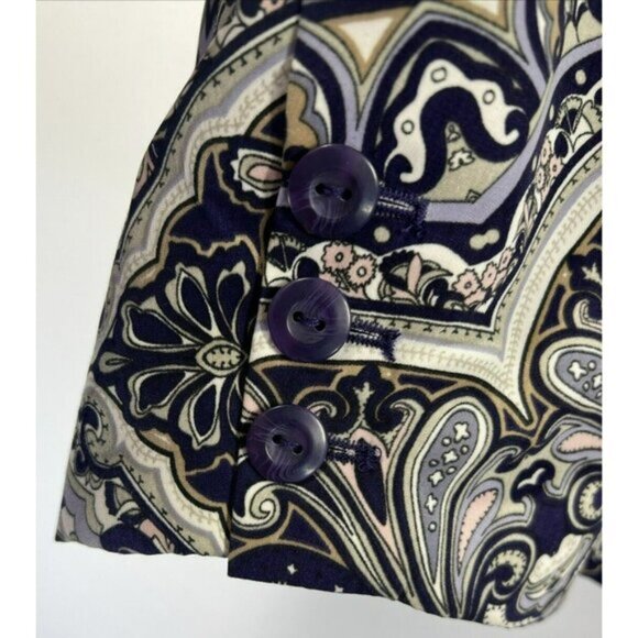 Chicos Women Blazer Jacket XXL Paisley Blue Purple Lined Pockets Long Sleeves - Picture 4 of 9
